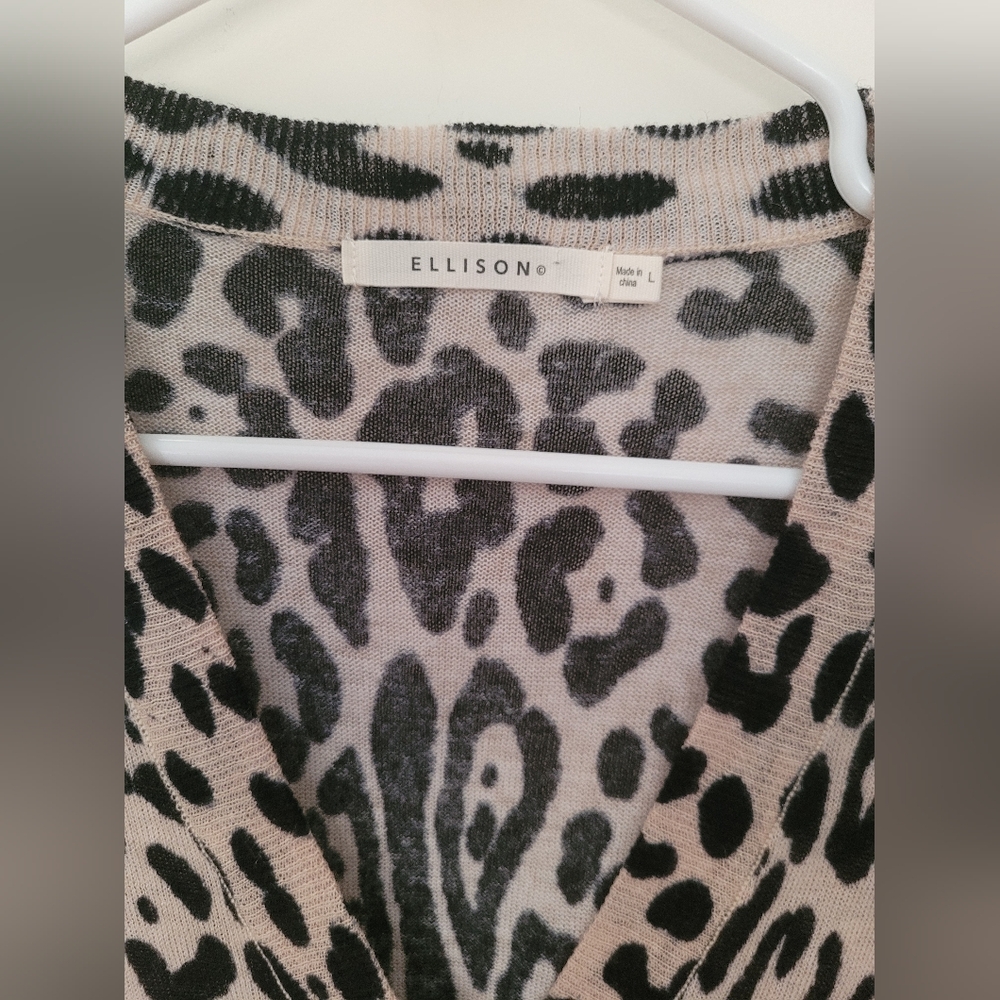 NEW Ellison Leopard Print Cardigan Cotton Linen Blend Sweater - Picture 2 of 5